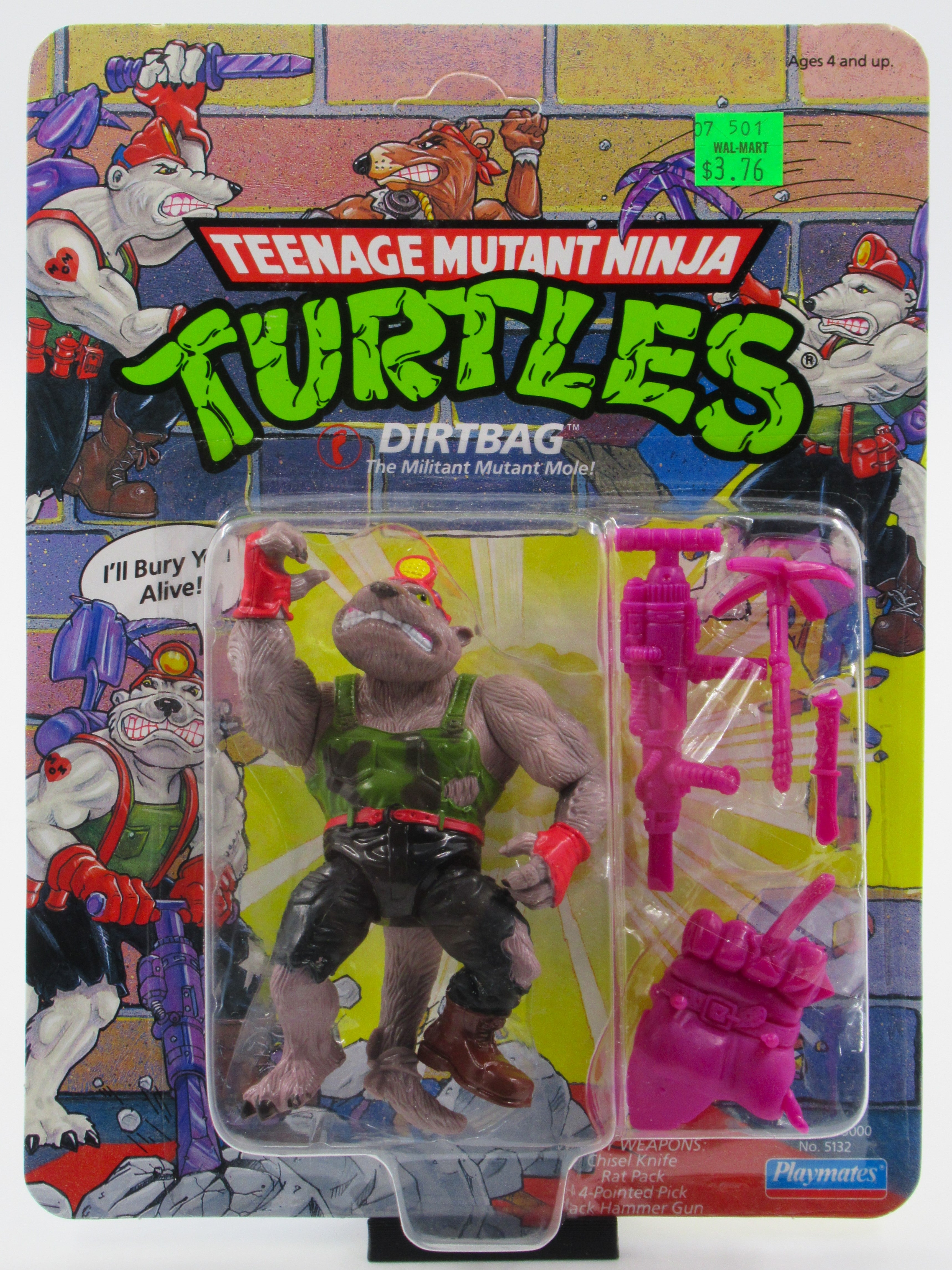 Teenage Mutant Ninja Turtles Dirtbag 4.5" Figure TMNTs - Playmates (1991)